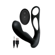 Load image into Gallery viewer, Nasstoys - Butts Up - Rechargeable Silicone Prostate Massager with Scrotum &amp; Cock Ring - Black
