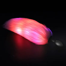 Load image into Gallery viewer, wangbo11 Luminous LED Lighting Metal Silicone Butt Anus Sex Toy Couples Women Cosplay Animal Fox Ass Anal Plug with Tail Anal Fur Tail (Color : Short Pink A)
