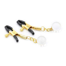 Load image into Gallery viewer, Nipple Clip with Glass Ball Metal Nipple Clamps Nipple Chain Pleasure Stimulator Breast Stimulation (Golden)
