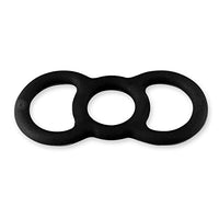 LeLuv Loop Handle Penis Tension Ring Eyro Slippery Black Silicone .75 inch Unstretched Diameter Single