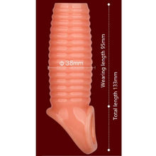 Load image into Gallery viewer, New Sleeve Male Extension Lengthening Sleeve Circumference Enhancer Extension Massager Tool Wearable Male Rod Extension Enhancer 369258Size-Flesh-colored
