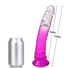 Load image into Gallery viewer, Realistic Dildos Penis with Suction Cup Base for Hands-Free Play, TPE Material Flexible Dildo for Female Vaginal G-spot Stimulator &amp; Anal Play Adult Sex Toy (Translucent Semi Purple)
