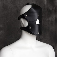 Load image into Gallery viewer, THAT NIGHT Leather Headgear Adult Products face mask Sexy Toy Mouth Ball Hood Mask Cosplay Costume Unisex Headgear Black
