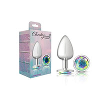 Load image into Gallery viewer, Viben Toys  Cheeky Charms Butt Plug  Body Safe Aluminum Alloy, Lightweight Anal Plug  Silver Round Clear Iridescent Acrylic Gemstone - Large
