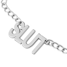 Load image into Gallery viewer, Nipple Clamps with Chain, Non-Piercing Metal Body Chain with Letter Plate, Adjustable Nipple Clamp Clip, Nipple Clamps for Sex Pleasure for Women (Slut)
