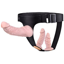 Load image into Gallery viewer, Strap-on Dildo 3 Silicone Dildos &amp; Cross Handcuffs Adjustable SM
