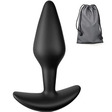 Load image into Gallery viewer, Anal Plug Silicone Butt Plug with Long Taper &amp; Thin Neck &amp; Curved Base for Comfortable Long-Term Wear Prostate Massager Sex Toy for Men Women TJIJP (L) Black
