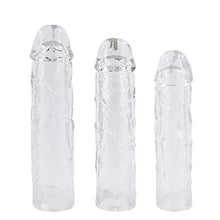 Load image into Gallery viewer, Lelisex Reusable Penis Sleeve Extender 3PCS Ultra-Soft Realistic Textured Extension Cock Enlargers Clear Penis Ring for Men
