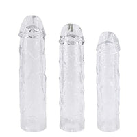 Lelisex Reusable Penis Sleeve Extender 3PCS Ultra-Soft Realistic Textured Extension Cock Enlargers Clear Penis Ring for Men