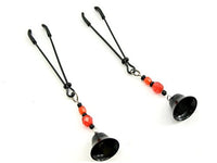 Heart 2 Heart Nipple Tweezer Clamps with Beads and Bell, Black