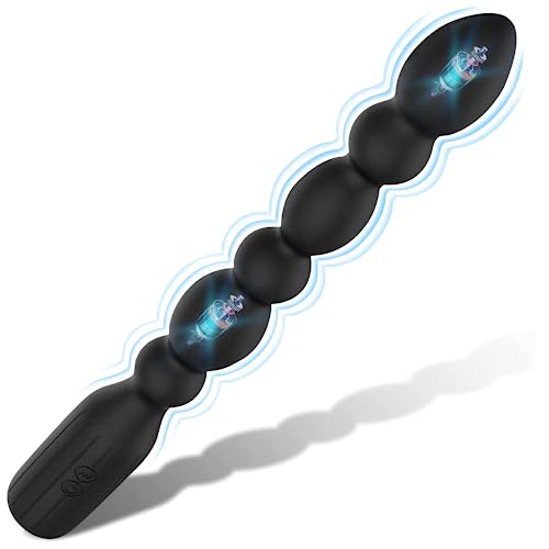 Anal Beads Anal Toys, Vibrating Anal Bead Plug Silicone Adult Sex Toys Prostate Massager Anal Butt Plug G-spot Stimulator Anal Toys with 10 Vibration Modes for Men Women and Couples(Black)