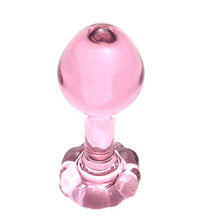 Load image into Gallery viewer, Epichao 4&#39;&#39; Flower Base Long Neck Pink Glass Anal Plug Crystal Ball Butt Plug Pleasure Wand Adult Sex Toy
