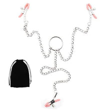 Load image into Gallery viewer, Three Heads Nipple Clamps with Metal Chains, Breast Massage Nipple Clips, Nipple Jewelry Non Piercing for Lady Own Use or Flirting with Couple (Pink)
