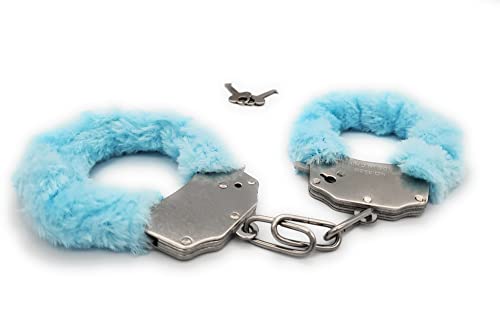 JASINCESS Plush Handcuffs with Keys Toy Handcuffs Stage Costume Props (Blue)