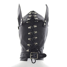 Load image into Gallery viewer, PU Leather Bondage Dog Blindfold Full Head Harness Fetish Blindfold Zipper Head Hood Sex Toys for Couples (Black)
