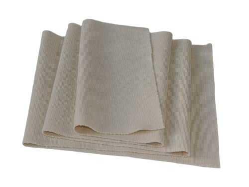 TinaKim Ribbed Cuffs for Sewing Fabric,Waistbands Collar Cuffs Trim Material (Strip of Beige, 40x8in)