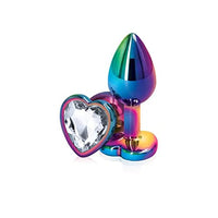 Rear Assets Anal Butt Plug - Multicolor - Small - Heart-Shaped (Clear Jewel)