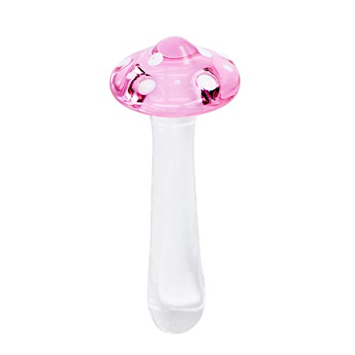 Anal Plug Butt Plugs Trainer, Smooth Glass Mushroom Pleasure Wand Dildos (Pink)