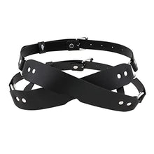 Load image into Gallery viewer, PU Leather Eye Mask with Cross Adjustable Shading Blindfolded Bondage Harness Strap for Fetish Slave Cosplay (Color : Black, Size : A zize)
