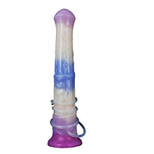 Load image into Gallery viewer, 11 Inch Soft Multi Color Artificial Horse Dildo Squirting Dildo Flexible Color Mixed with Strong Suction (Purple+White)
