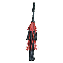 Load image into Gallery viewer, Real Leather Premium Quality Fountain Flogger, Bull Whip, Cat of Nine Tails, Genuine Leather, 24&quot; red and Black with Lamb Leather Handle
