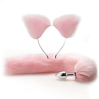 Metal Anal Plug Sexy Tail Fox Tail Butt Plug Anal Sex Toys for Adults Erotic Animal Tail Cosplay Accessorie Prostate Massager (Color : Pink)