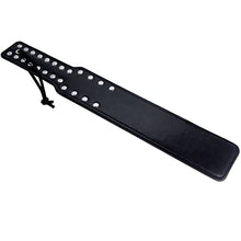 Load image into Gallery viewer, Leather Studded Spanking Bondage Paddle Black
