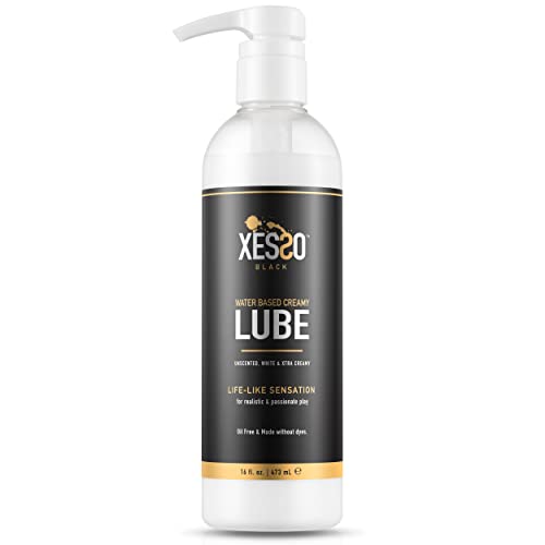 XESSO Water-Based Creamy Lube, Unscented 16 fl oz, Thick White Gel-Like Slippery Glide for Women & Men & Couples. Made in US & Discreet Package