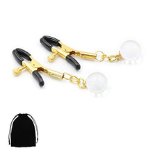 Load image into Gallery viewer, 2PCs Nipple Clamps with Glass Bead Pendant, Weight Ball Nipple Clamps for Sexual Pleasure, Nipple Clamps Adjustable Nipple Clips, Nipple Clip Jewelry for Couple Flirting (Gold)
