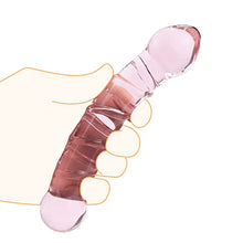 Load image into Gallery viewer, Glass Pleasure Wand, Crystal Double-Ended Dildo Penis with Raised Swirl Texture Mushroom Tip, Anal Butt Plug for G-spot Stimulation
