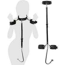 Load image into Gallery viewer, BDSM Sex Bondage Restraints Kits Anal Hook Butt Plug with Handcuffs Collar Choker, Dual-layer Leather Strap Rope Cuff Bondage Set, Kinky Fetish Sex Toy for Women Men Couples Pleasure SM Slave Sex Game
