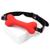 Silicone Mouth Ball Gag Dog Bone sm Alternative Binding restrictive Behavior Toys (Red)