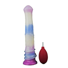 Load image into Gallery viewer, 11 Inch Soft Multi Color Artificial Horse Dildo Squirting Dildo Flexible Color Mixed with Strong Suction (Purple+White)
