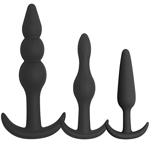 ERUN Silicone Anal Plug Beads Butt Plug, Pack of 3 Anal Plugs, Trainer Set from Beginners to Advanced Player, Kit for Comfortable Long-Term Wear, Anal Sex Toys for Adult Couples