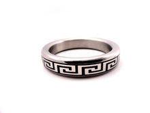 Load image into Gallery viewer, Heart 2 Heart Ring, Stainless Steel, 1.75 Inch, Greek Key Design
