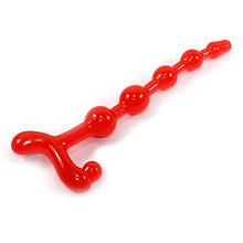 Load image into Gallery viewer, Large Long Anal Beads Smooth Red Hard Silicone Adult Butt Toy Flexible w/Handle
