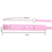 Load image into Gallery viewer, Choker Collar Fur Line Necklace Leash Adjustable Chain Role Play Restraints Props (Pink)
