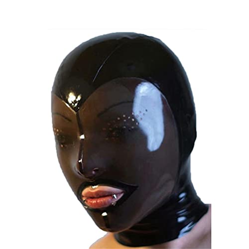 SMGZC Latex Head Cover Sexy Latex Head Hood Rubber HeadMask Back Zipper for Cosplay Party Club Wear (2XL)