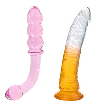 Load image into Gallery viewer, Bent Pleasure Wand G-spot Dildo Transparent Anal Butt Plug for Men Women
