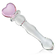 Load image into Gallery viewer, Glass Double-Ended Dildo G-Spot Stimulation Butt Plugs Anal Beads Pleasure Wand with Pink Heart Sex Factory
