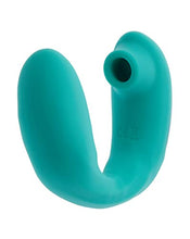 Load image into Gallery viewer, Share Satisfaction Sutra - Dual Stimulation Vibrator with Suction, 5 Suction Modes, 10 Vibration Patterns, Moveable Arm to fit Your Body, Travel Lock Case, Waterproof, USB Rechargeable - Teal
