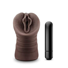 Load image into Gallery viewer, Blush Hot Chocolate Alexis - Vibrating Hand Held Realistic Soft Ribbed Open Ended Ultra Soft Ribbed Masturbator Stroker - Sex Toy for Men Couples - Chocolate
