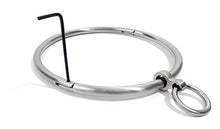 Load image into Gallery viewer, Round Slave Collar Bondage Neck Choker Brushed Stainless Steel with Single Ring and Allen Drive Key - Size: 16.75&quot; / 42.55 cm
