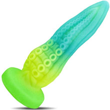 Load image into Gallery viewer, 9.6&quot; G-Spot Dildo Silicone Tentacle Dildo, Huge Realistic Dildo Glow-in-The-Dark Anal Plug with Strong Suction Cup Monster Dildo for P-Spot Stimulation Adult Sex Toy for Women &amp; Men, Blue Yellow
