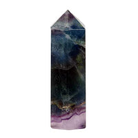 YWG Stone 75 * 20mm Fluorite Crystal Point Scepter Large 3 Inch Wand Carved Healing Reiki 6 Sided Prism Style