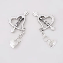 Load image into Gallery viewer, Loloda 2Pcs Non-Piercings Nipple Clamps Clips Breast Nipple Shields Rings with Internal Spike Couple Pleasure Erotic Sex Toy Silver Type D One Size
