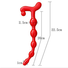 Load image into Gallery viewer, Large Long Anal Beads Smooth Red Hard Silicone Adult Butt Toy Flexible w/Handle
