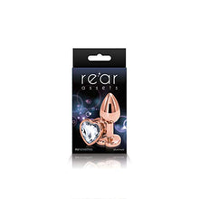 Load image into Gallery viewer, Rear Assets Anal Butt Plug - Rose Gold- Small - Heart-Shaped (Clear Jewel)
