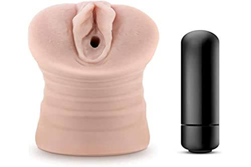 Blush M for Men Rain - Vibrating Ultra Soft Realistic Ribbed Vagina Masturbator Stroker - Tight and Fits You Like A Glove - Open Ended - Hand Held Male Masturbation Sex Toy