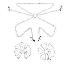 Load image into Gallery viewer, Nipple Clamps Set of 3, Nipple Clamps with Chain, Breast Massage Nipple Clamps, Nipple Rings Non Piercing, Nipple Jewelry for Own Use or Couple Flirting (Silver)
